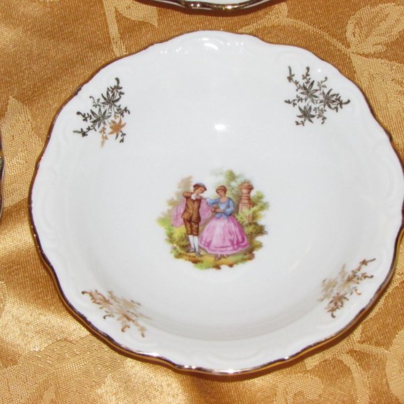 4 Vintage Porcelain Dessert Bowls Winterling Western Germany Romantic Scene - Picture 6 of 8